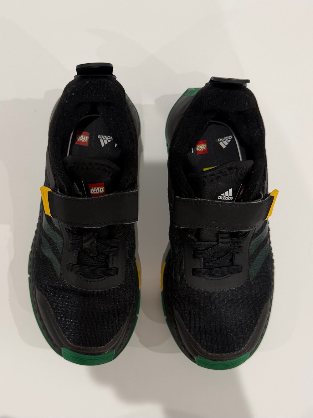 adidas Kids Black Sneakers with Green & Yellow Accents